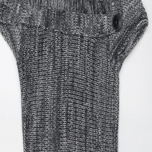 Jane Norman Womens Grey Geometric Acrylic Jumper Dress Size 10 Round Neck Pullover