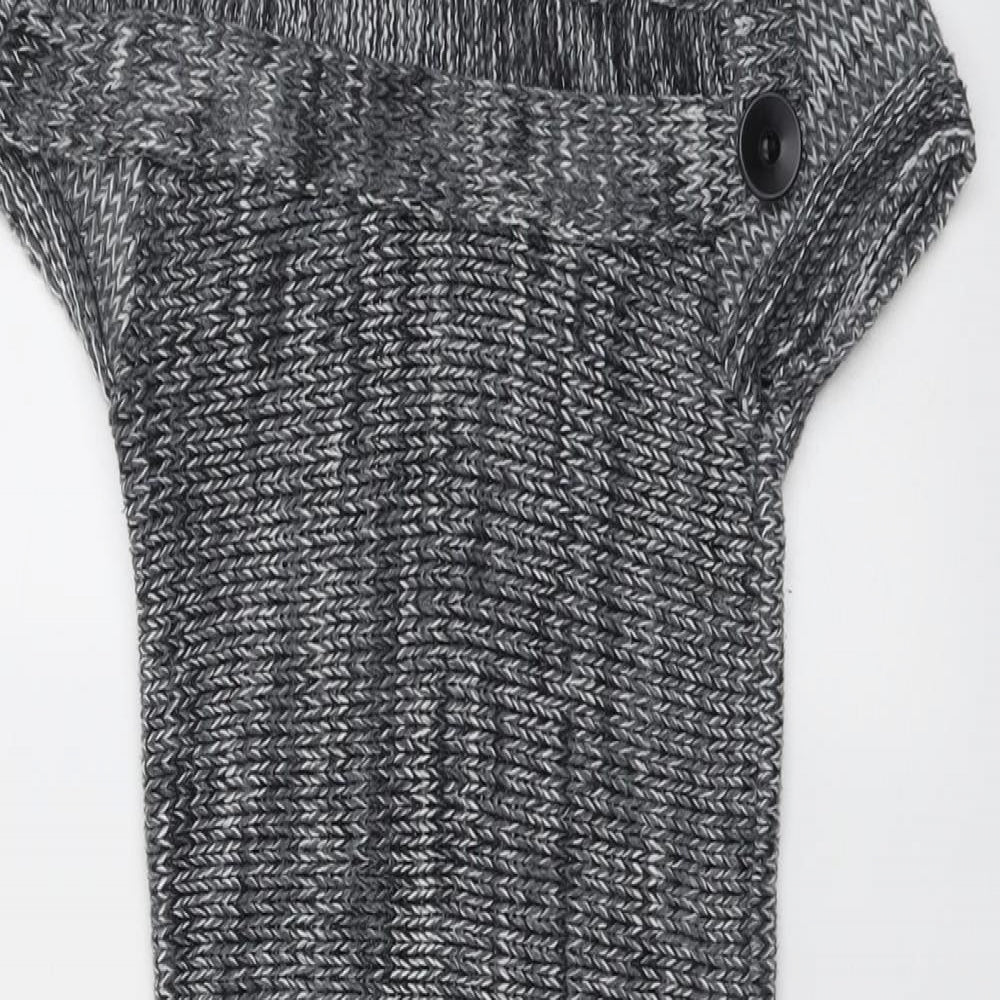 Jane Norman Womens Grey Geometric Acrylic Jumper Dress Size 10 Round Neck Pullover