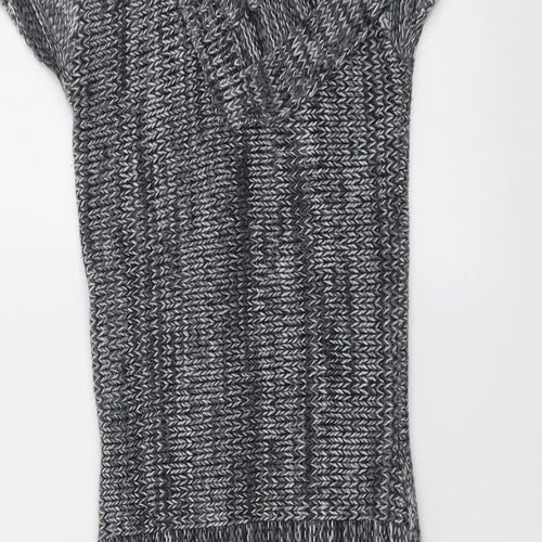 Jane Norman Womens Grey Geometric Acrylic Jumper Dress Size 10 Round Neck Pullover