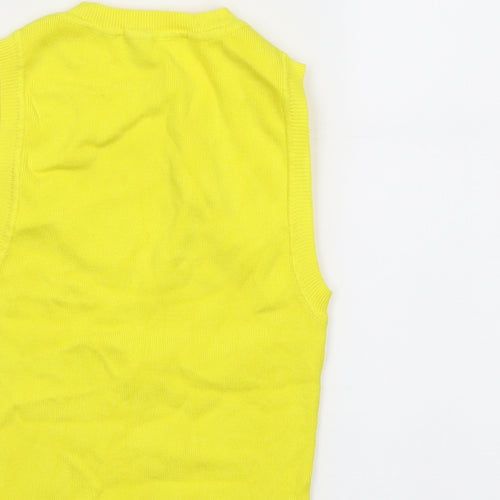 Zara Womens Yellow Viscose Cropped T-Shirt Size S Crew Neck