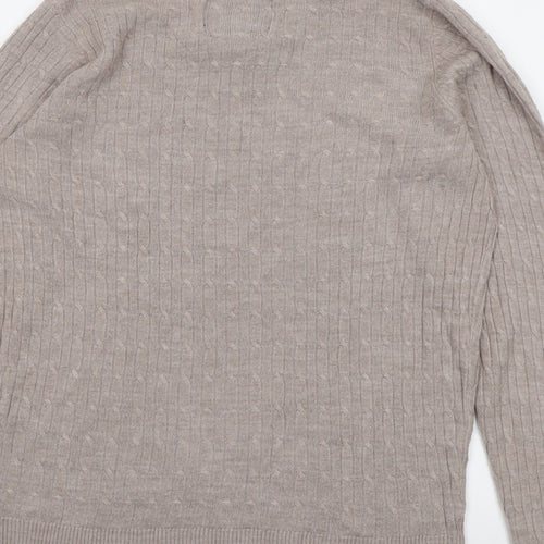 Maine Womens Beige Round Neck Acrylic Pullover Jumper Size 12