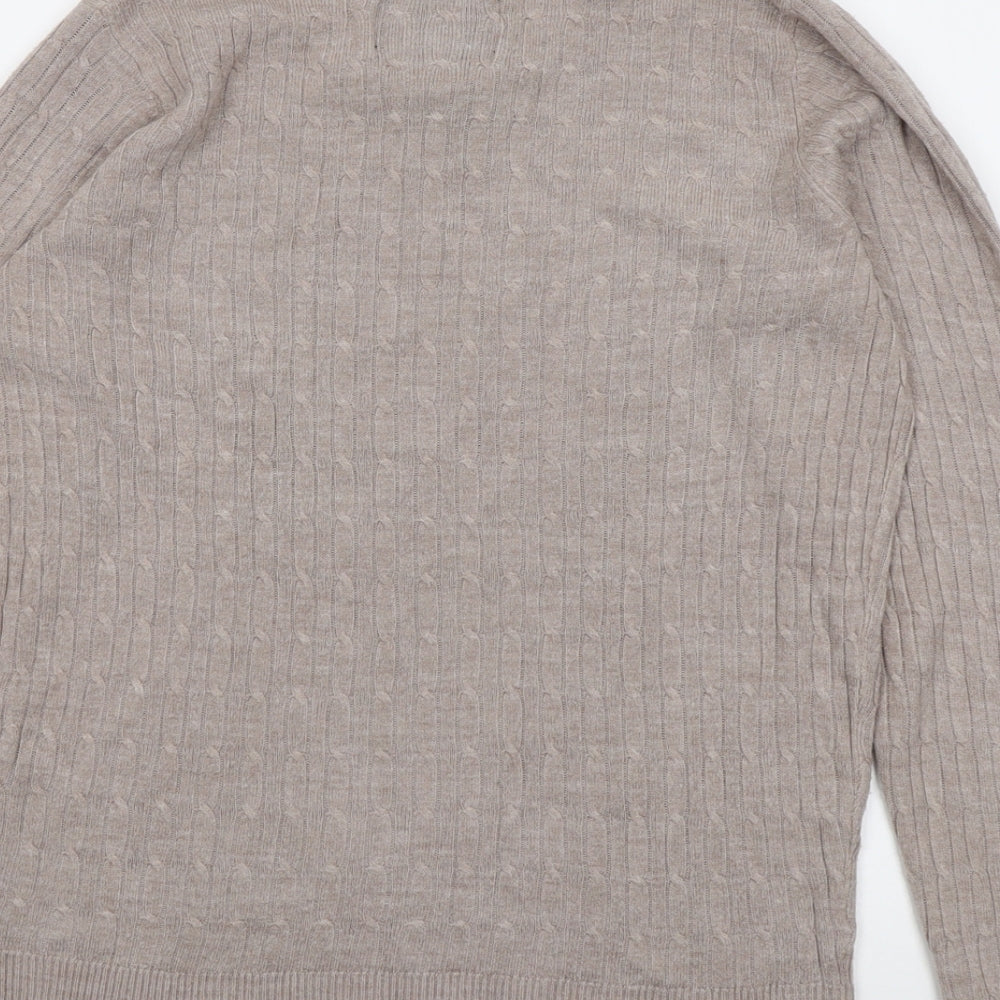 Maine Womens Beige Round Neck Acrylic Pullover Jumper Size 12