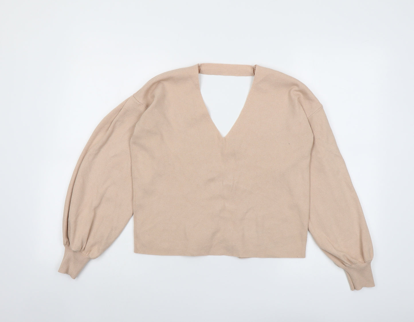 Miss Selfridge Womens Pink V-Neck Viscose Pullover Jumper Size 8