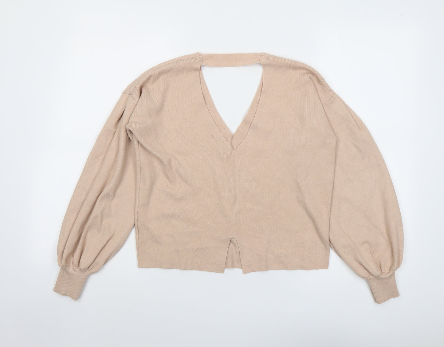 Miss Selfridge Womens Pink V-Neck Viscose Pullover Jumper Size 8