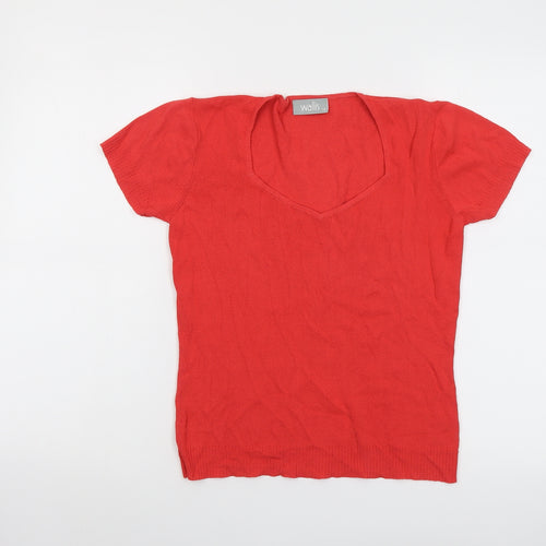 Wallis Womens Red Scoop Neck Viscose Pullover Jumper Size 12