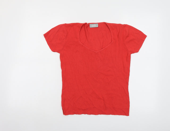 Wallis Womens Red Scoop Neck Viscose Pullover Jumper Size 12