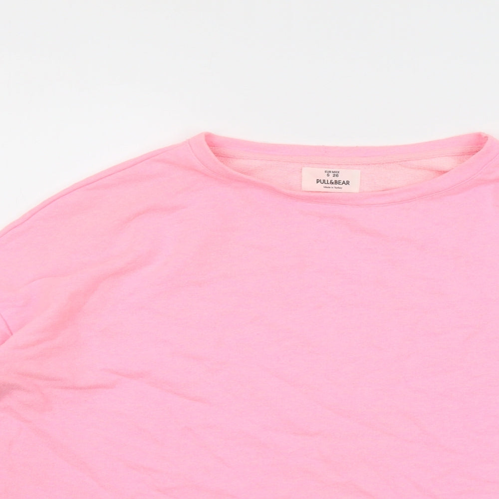 Pull&Bear Womens Pink Cotton Pullover Sweatshirt Size S Pullover
