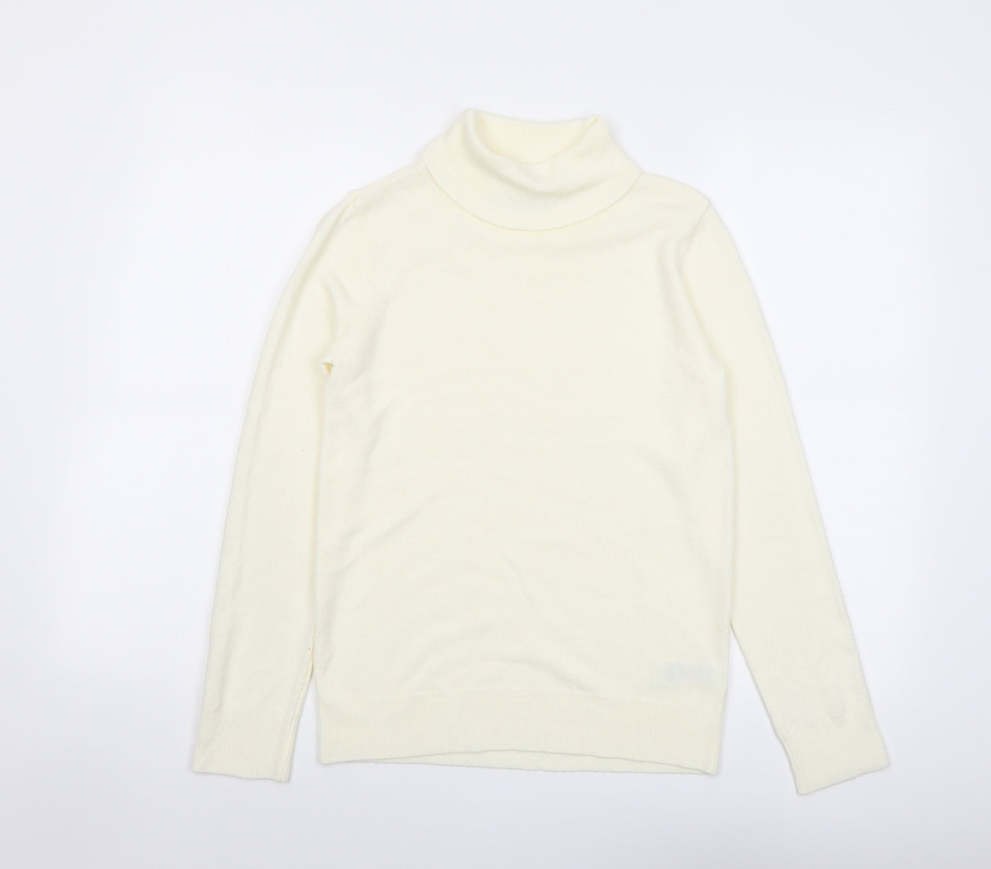 Marks and Spencer Womens Ivory Roll Neck Acrylic Pullover Jumper Size 8