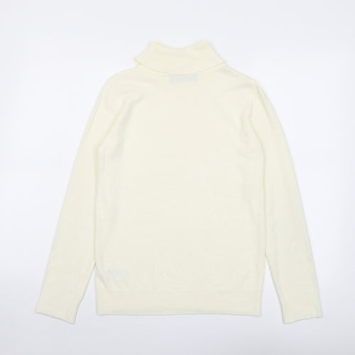 Marks and Spencer Womens Ivory Roll Neck Acrylic Pullover Jumper Size 8
