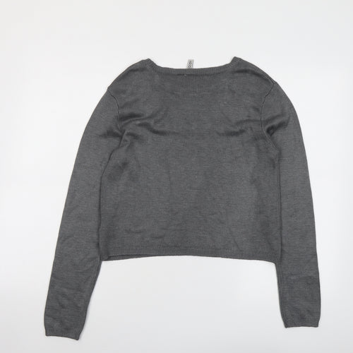 H&M Womens Grey Round Neck Acrylic Pullover Jumper Size S