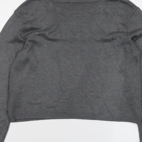 H&M Womens Grey Round Neck Acrylic Pullover Jumper Size S