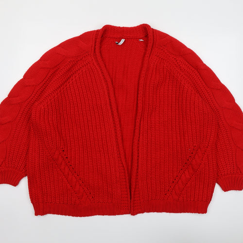 Capsule Womens Red V-Neck Acrylic Cardigan Jumper Size 16