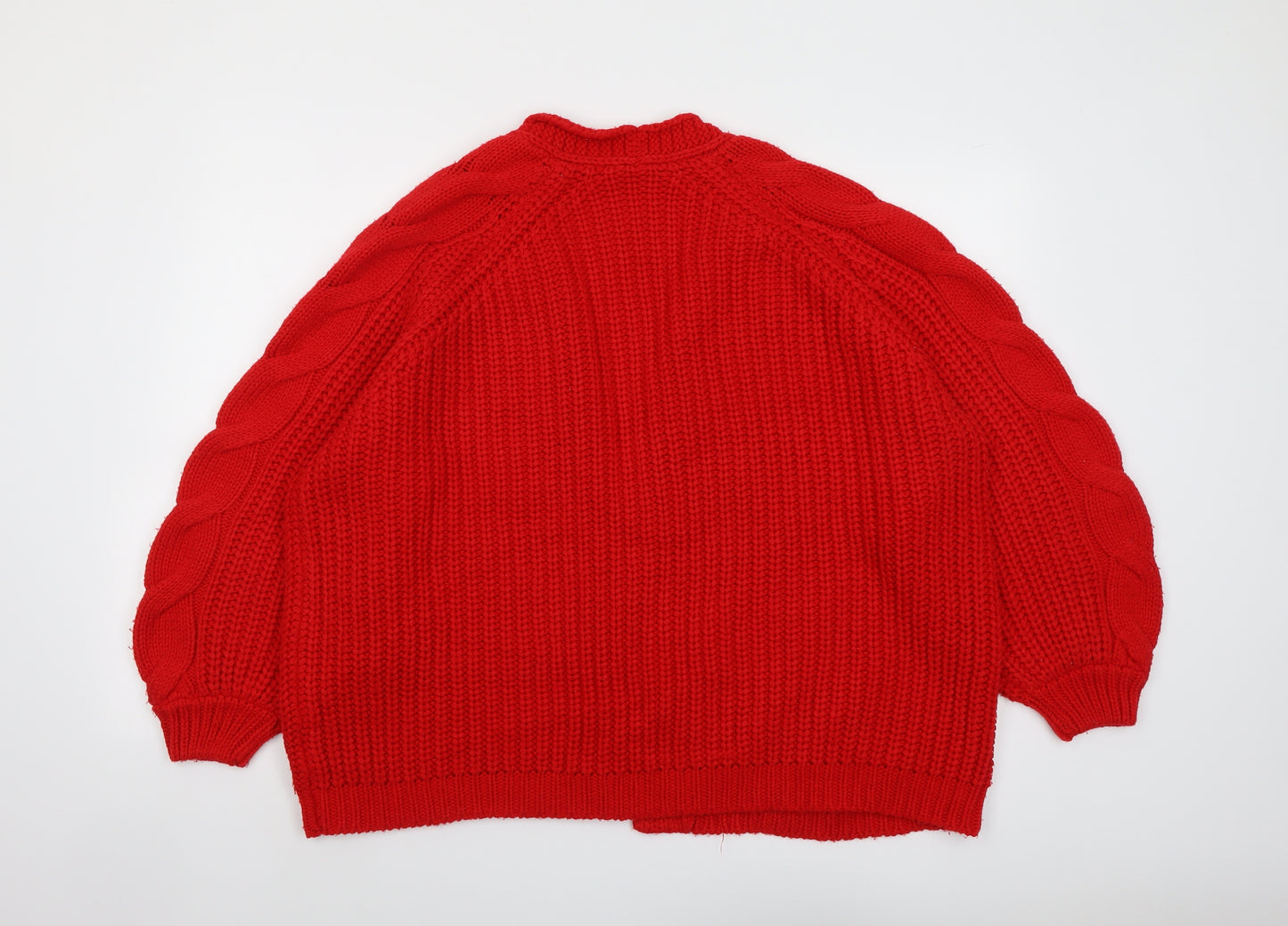 Capsule Womens Red V-Neck Acrylic Cardigan Jumper Size 16