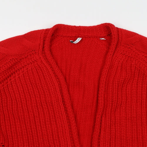 Capsule Womens Red V-Neck Acrylic Cardigan Jumper Size 16