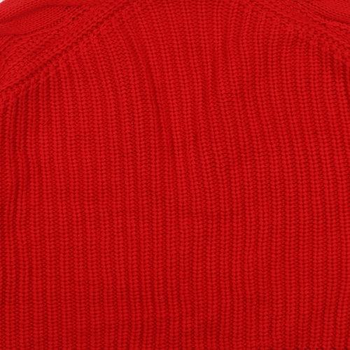 Capsule Womens Red V-Neck Acrylic Cardigan Jumper Size 16