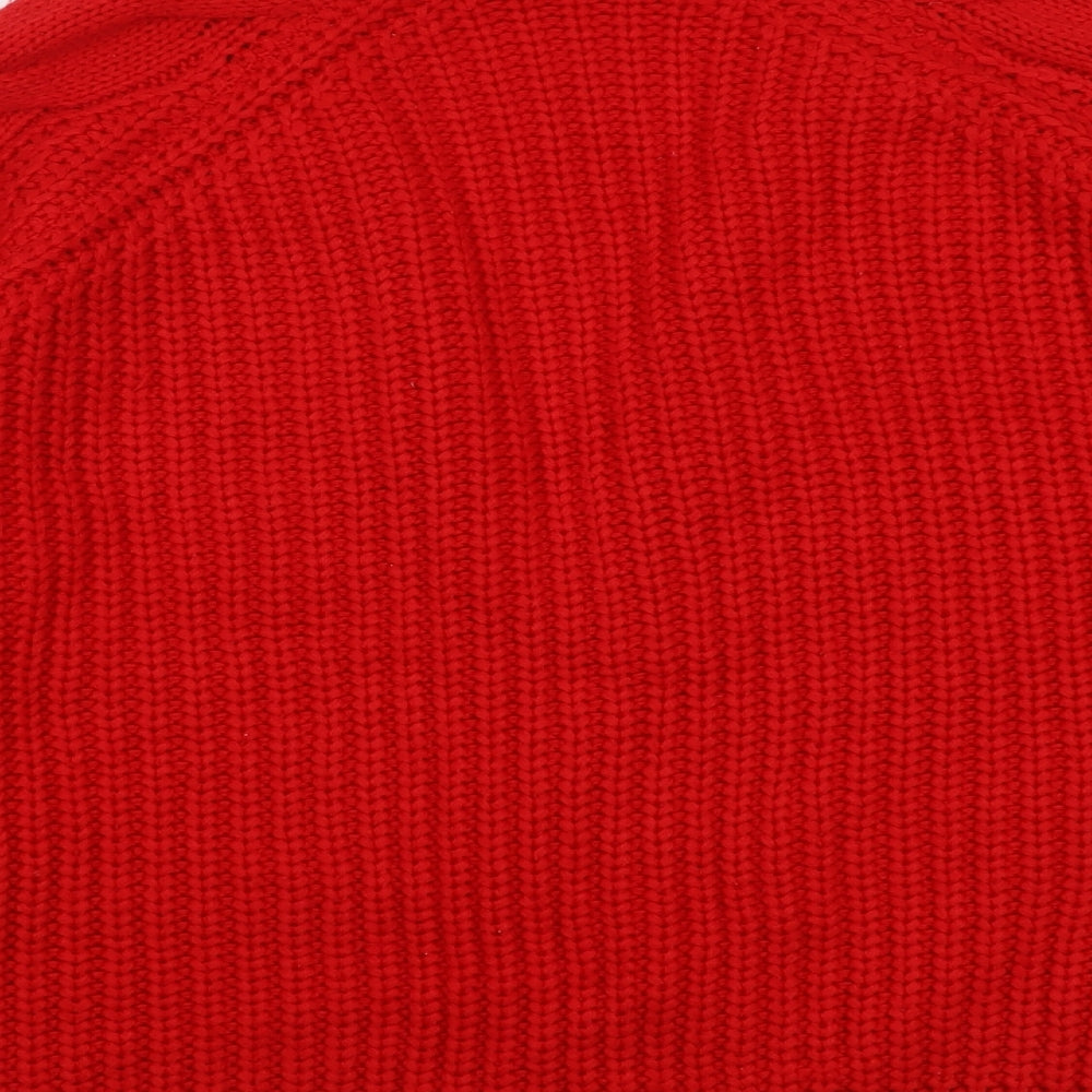 Capsule Womens Red V-Neck Acrylic Cardigan Jumper Size 16