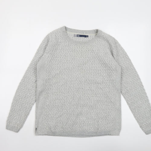 EWM Womens Grey Round Neck Acrylic Pullover Jumper Size 10 - Size 10-12