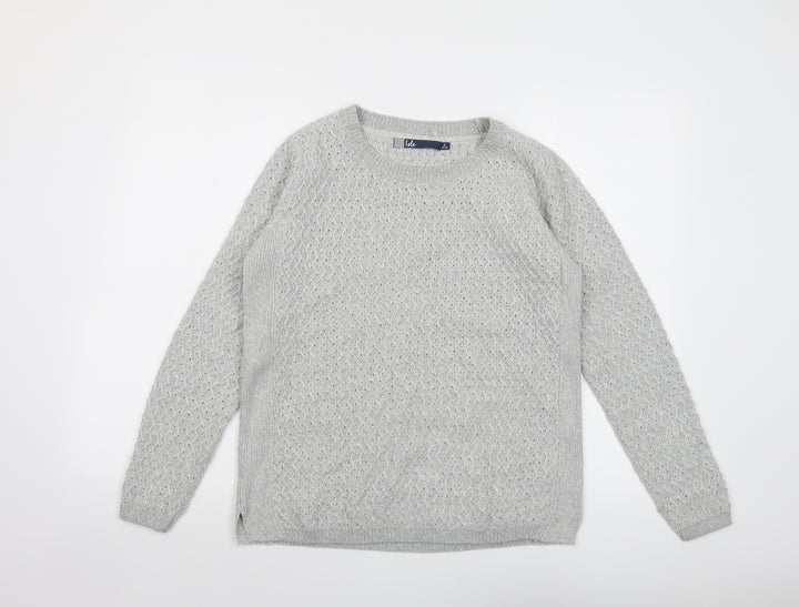 EWM Womens Grey Round Neck Acrylic Pullover Jumper Size 10 - Size 10-12