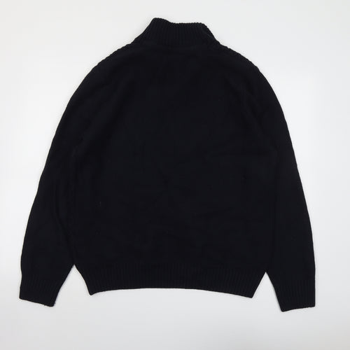 Crew Clothing Mens Blue Collared Cotton Pullover Jumper Size L Long Sleeve