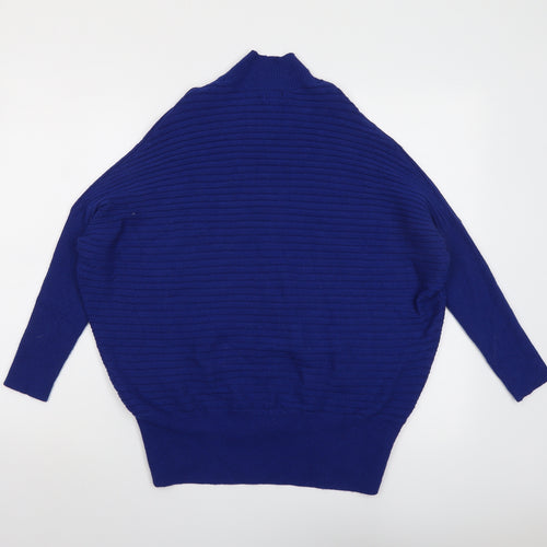 River Island Womens Blue High Neck Viscose Pullover Jumper Size XS
