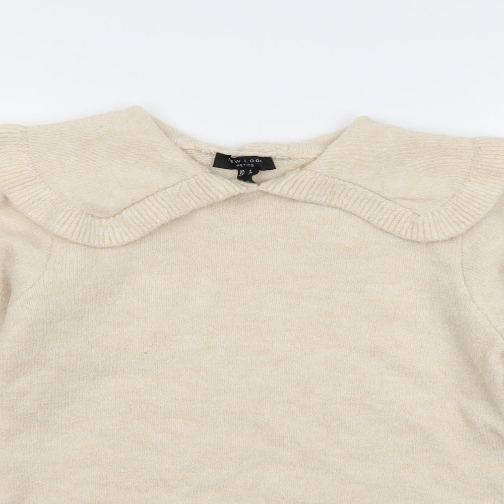New Look Womens Beige Collared Acrylic Pullover Jumper Size 8
