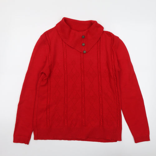 Pure & Natural Womens Red Roll Neck Acrylic Pullover Jumper Size M