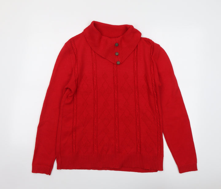 Pure & Natural Womens Red Roll Neck Acrylic Pullover Jumper Size M