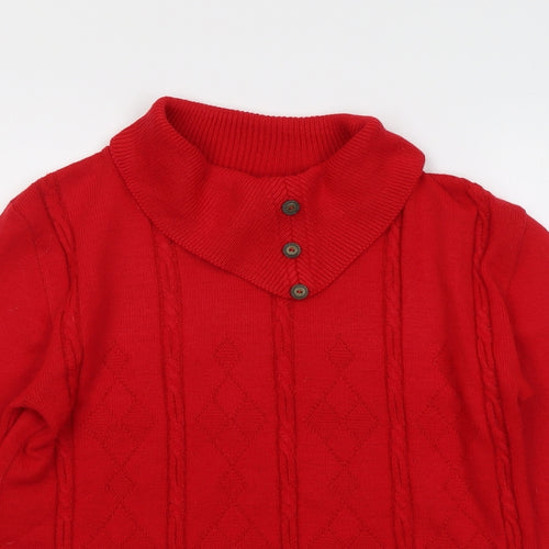 Pure & Natural Womens Red Roll Neck Acrylic Pullover Jumper Size M
