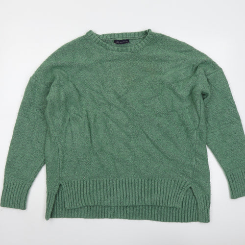 Marks and Spencer Womens Green Round Neck Acrylic Pullover Jumper Size L