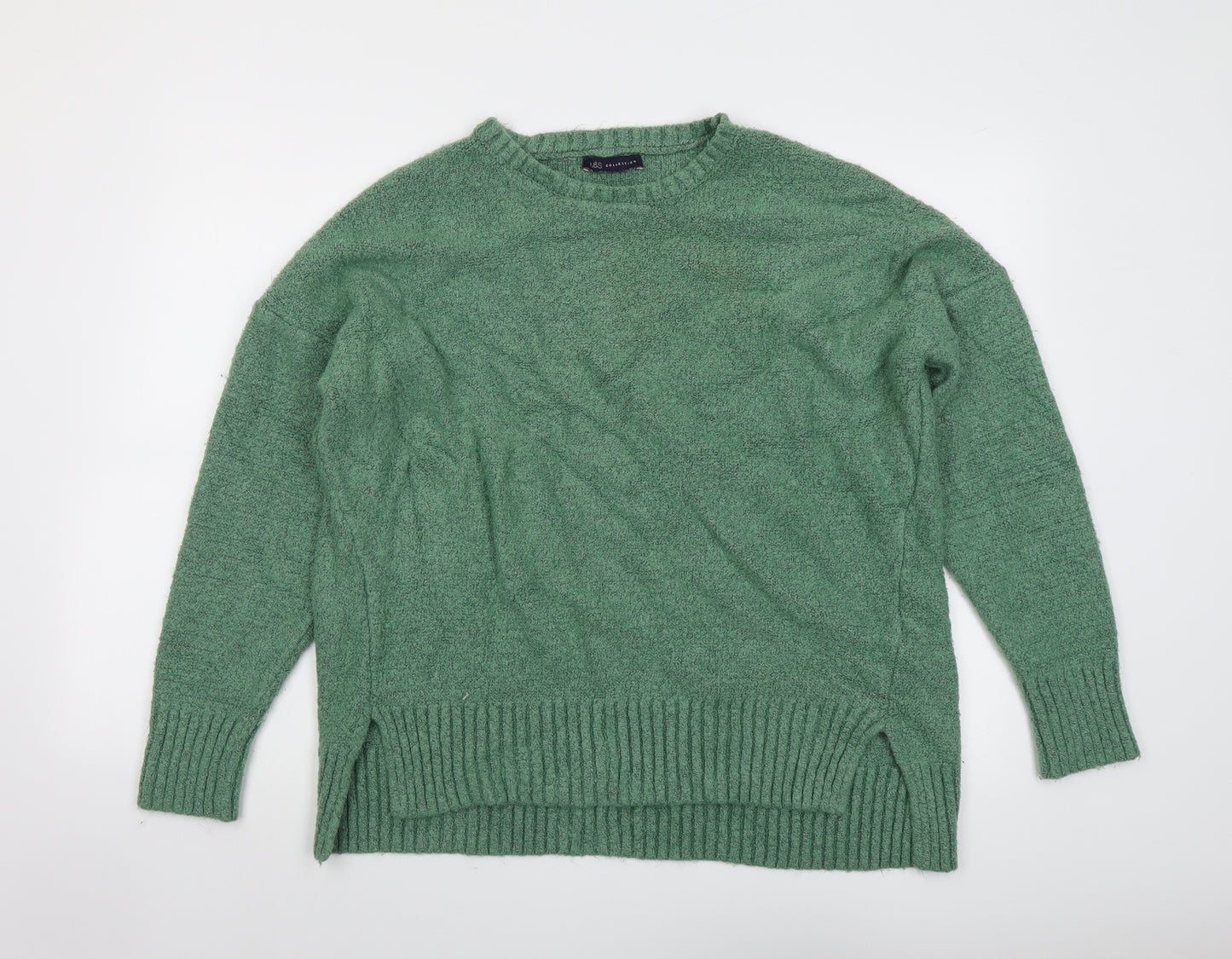 Marks and Spencer Womens Green Round Neck Acrylic Pullover Jumper Size L
