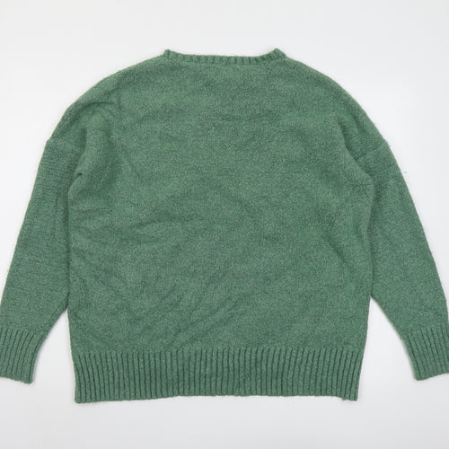 Marks and Spencer Womens Green Round Neck Acrylic Pullover Jumper Size L
