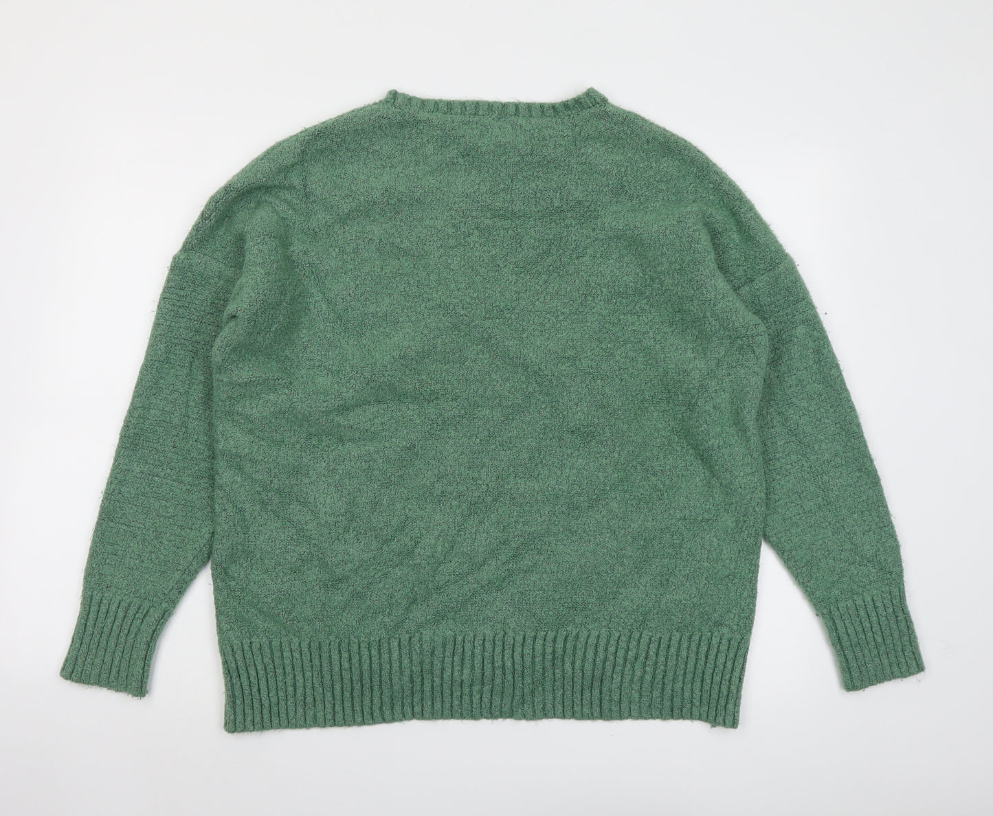 Marks and Spencer Womens Green Round Neck Acrylic Pullover Jumper Size L