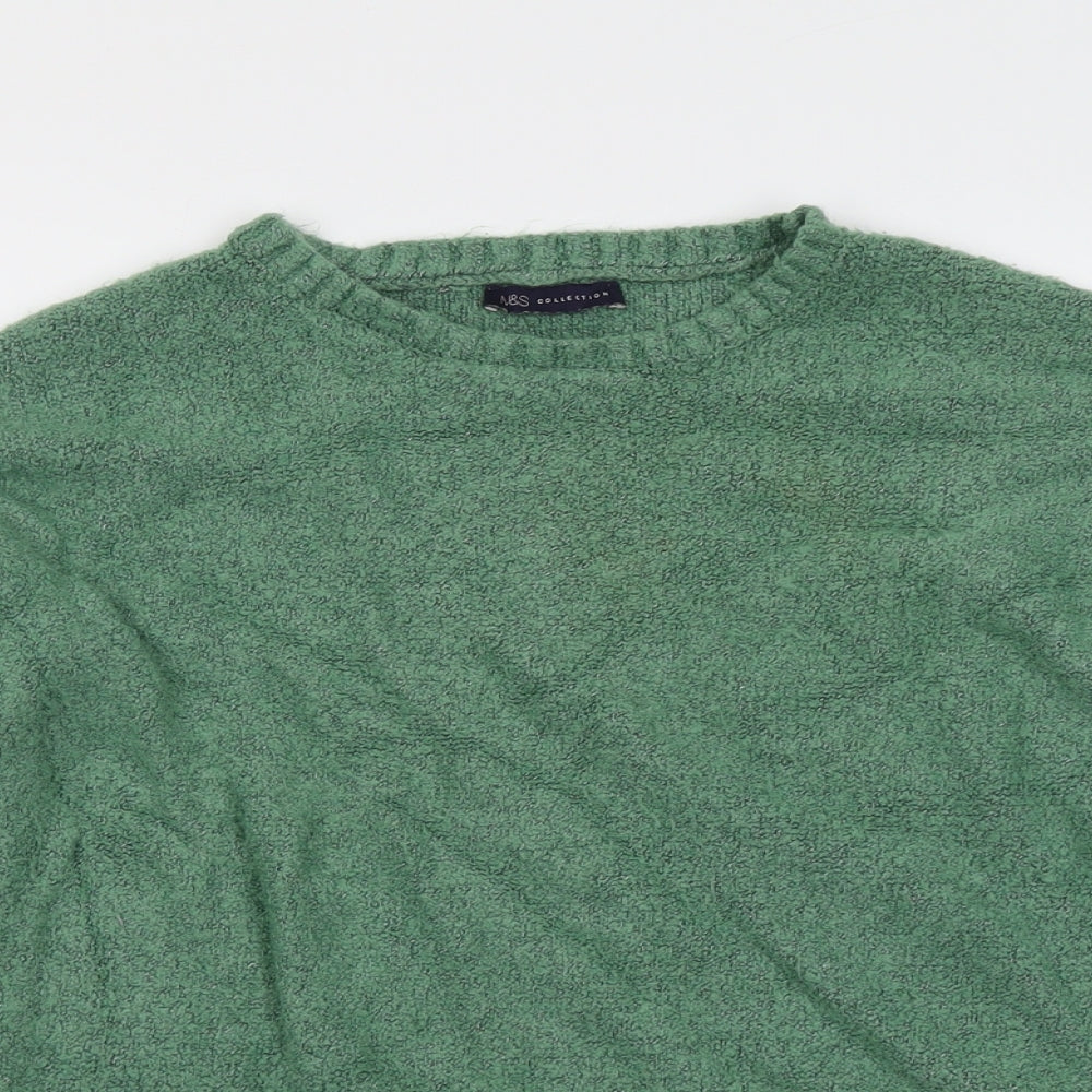 Marks and Spencer Womens Green Round Neck Acrylic Pullover Jumper Size L