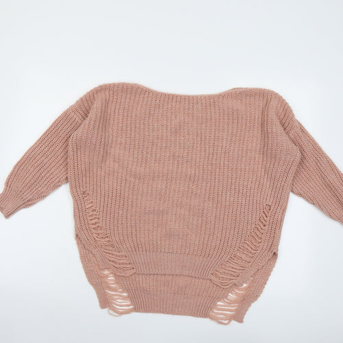 Cameo Rose Womens Pink Round Neck Acrylic Pullover Jumper Size S - Distressed