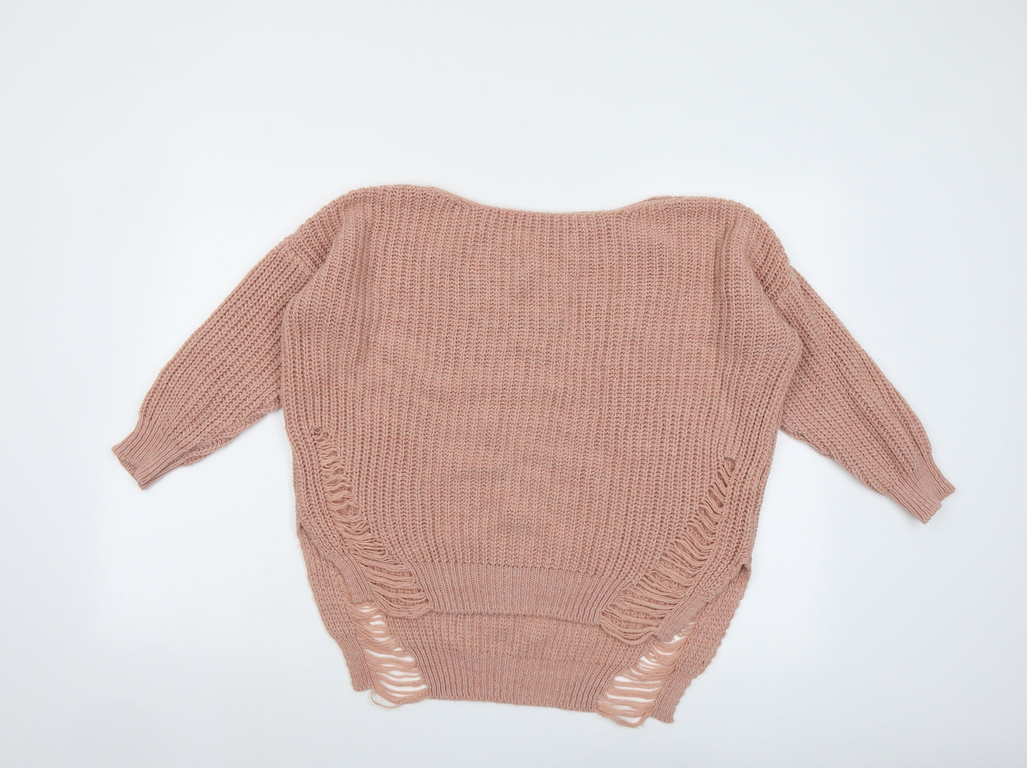 Cameo Rose Womens Pink Round Neck Acrylic Pullover Jumper Size S - Distressed