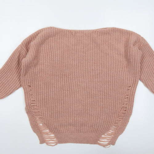 Cameo Rose Womens Pink Round Neck Acrylic Pullover Jumper Size S - Distressed