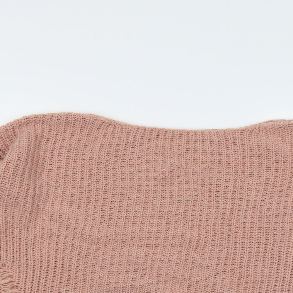 Cameo Rose Womens Pink Round Neck Acrylic Pullover Jumper Size S - Distressed