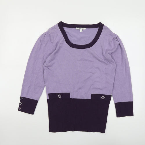 Klass Womens Purple Round Neck Viscose Pullover Jumper Size S