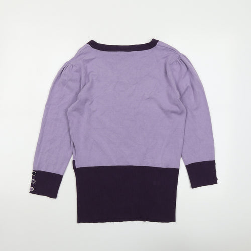 Klass Womens Purple Round Neck Viscose Pullover Jumper Size S