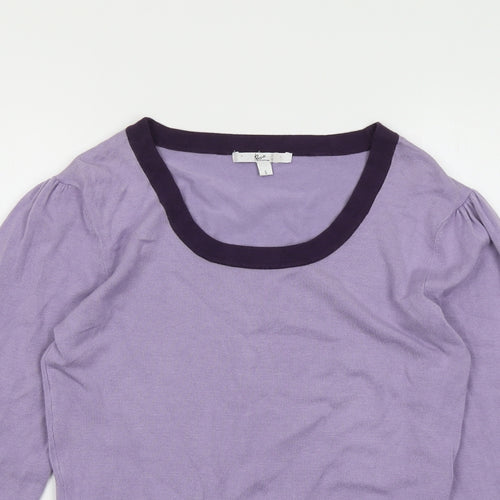 Klass Womens Purple Round Neck Viscose Pullover Jumper Size S