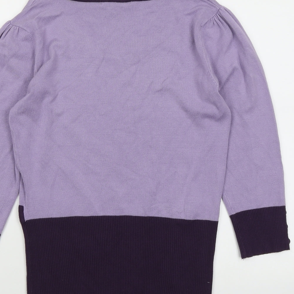 Klass Womens Purple Round Neck Viscose Pullover Jumper Size S