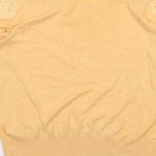 Indigo Womens Orange Round Neck Cotton Pullover Jumper Size 14