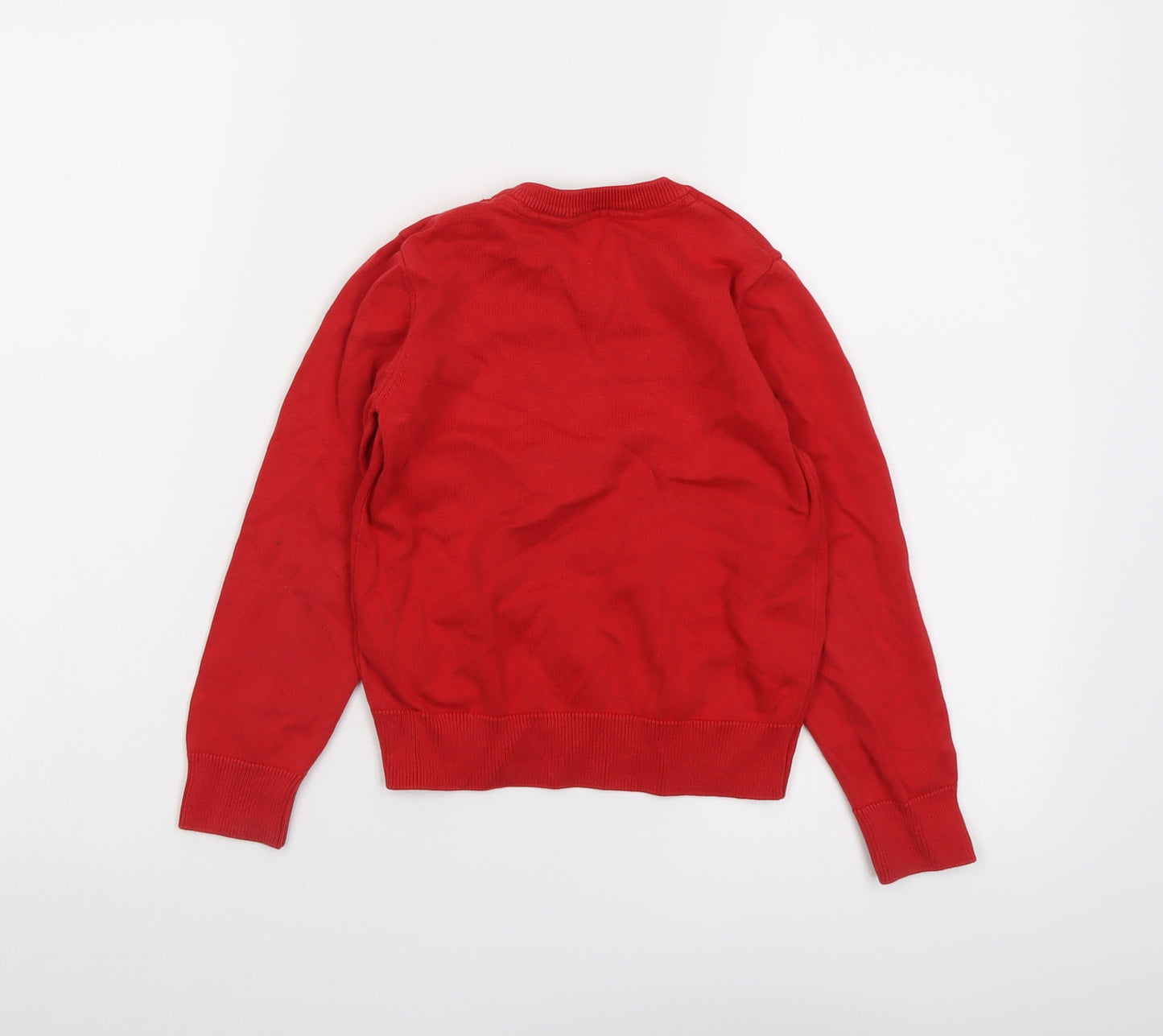 Marks and Spencer Boys Red V-Neck Cotton Pullover Jumper Size 4-5 Years Pullover