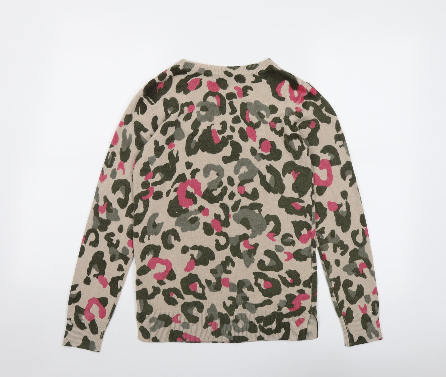 Marks and Spencer Womens Multicoloured Round Neck Animal Print Acrylic Pullover Jumper Size 6 - Leopard Print