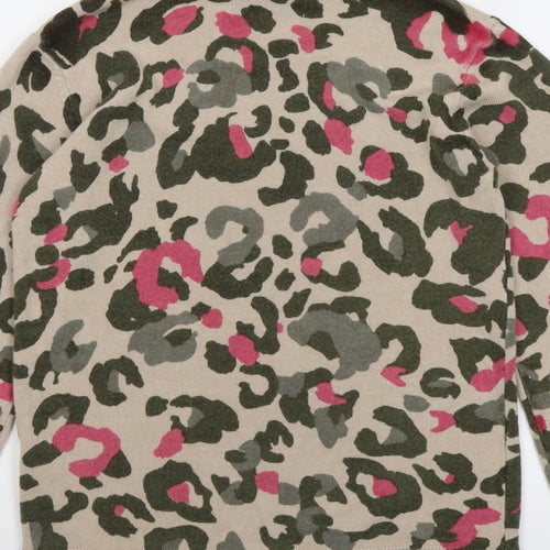 Marks and Spencer Womens Multicoloured Round Neck Animal Print Acrylic Pullover Jumper Size 6 - Leopard Print