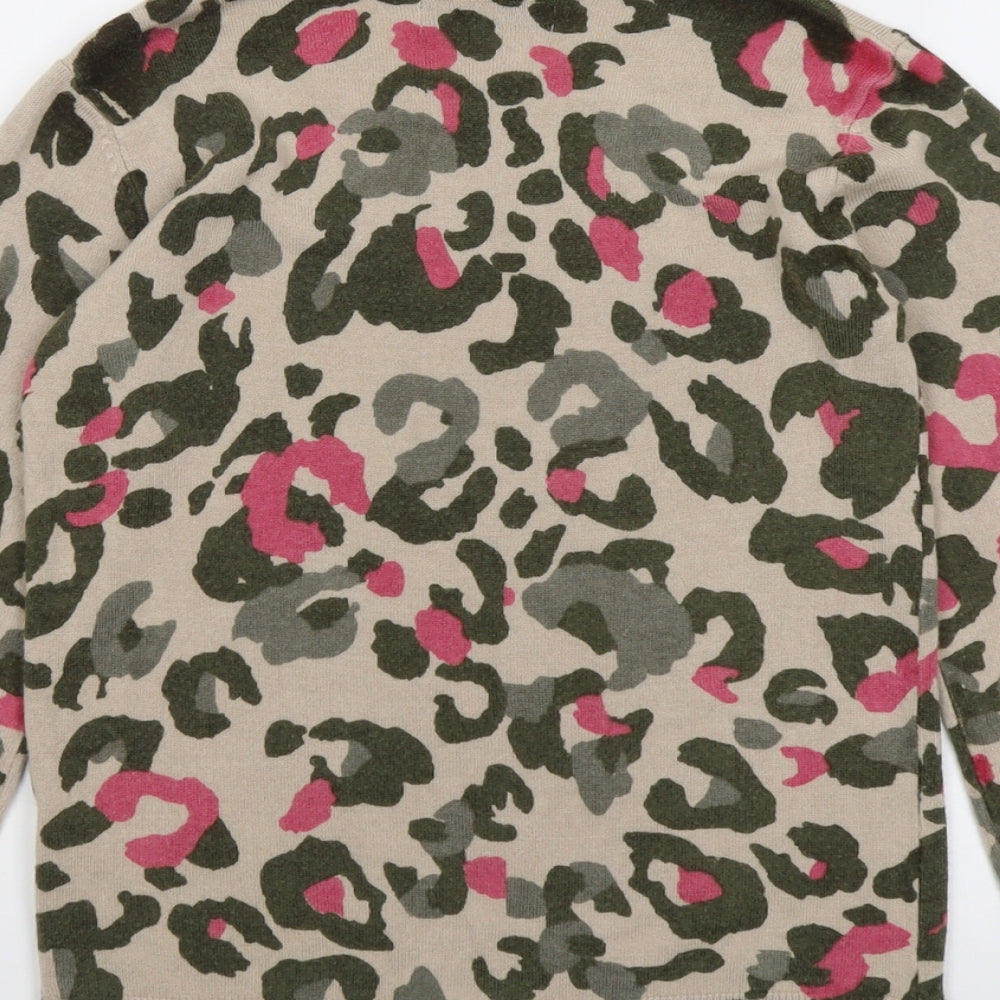 Marks and Spencer Womens Multicoloured Round Neck Animal Print Acrylic Pullover Jumper Size 6 - Leopard Print