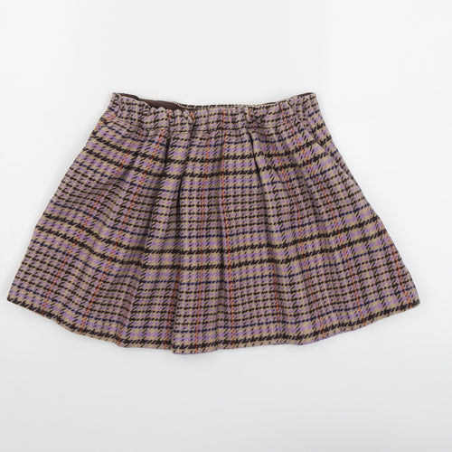 NEXT Girls Purple Plaid Polyester Skater Skirt Size 6-7 Years Regular Pull On