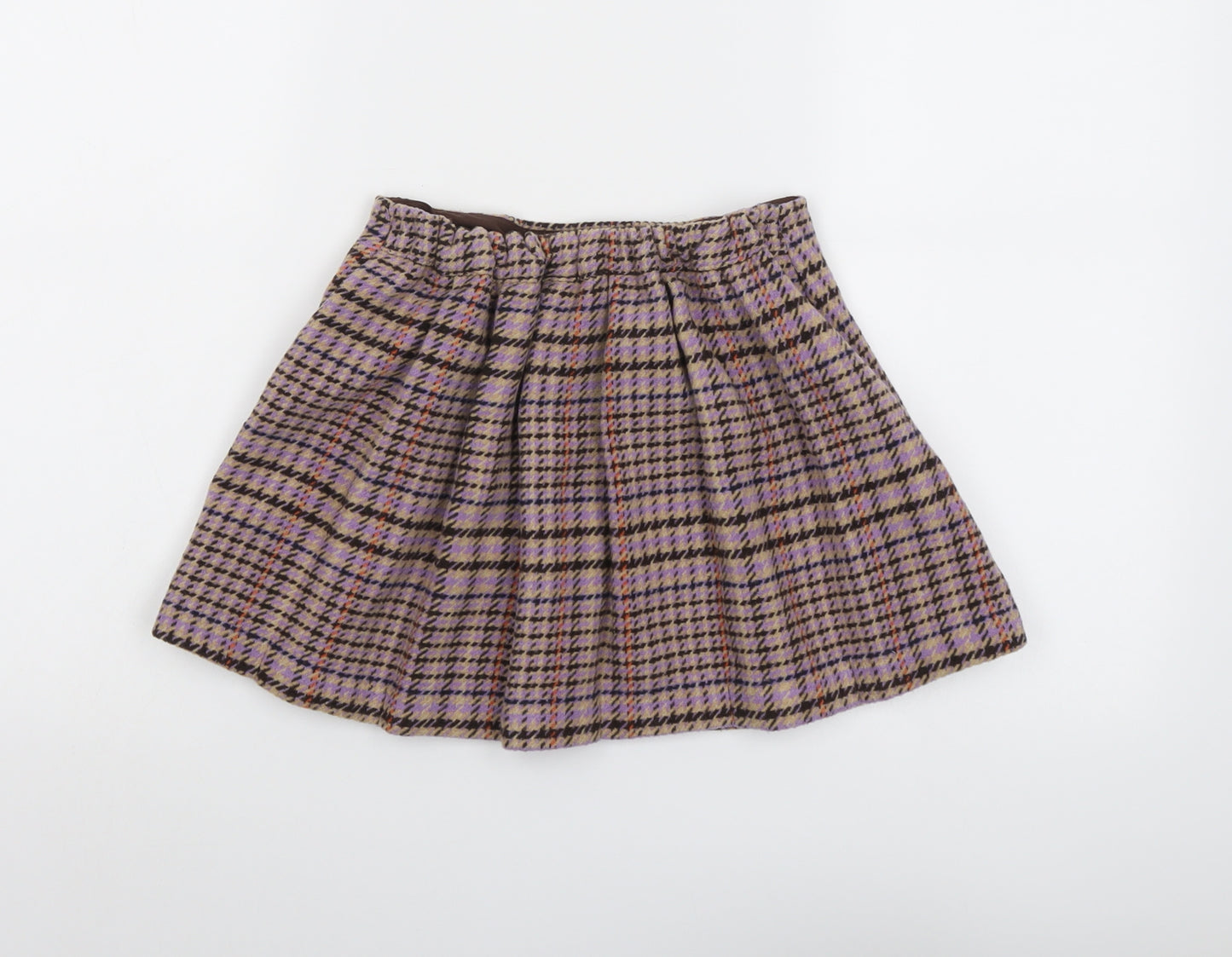 NEXT Girls Purple Plaid Polyester Skater Skirt Size 6-7 Years Regular Pull On