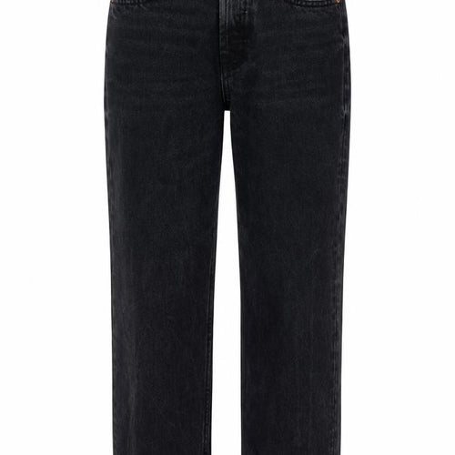 Denim & Co. Womens Black Cotton Straight Jeans Size 6 L23 in Regular Button