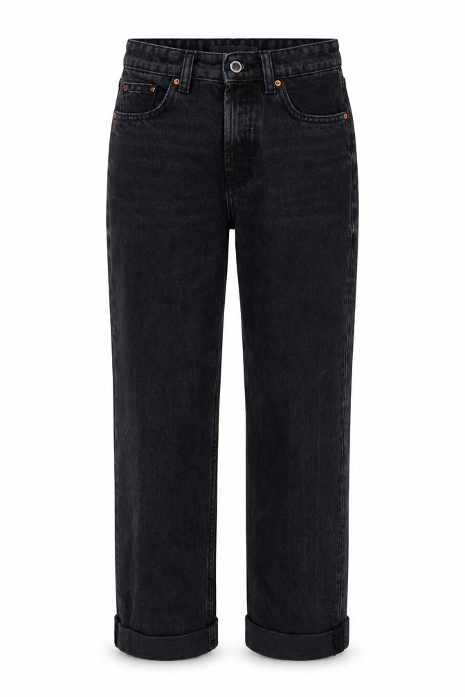 Denim & Co. Womens Black Cotton Straight Jeans Size 6 L23 in Regular Button
